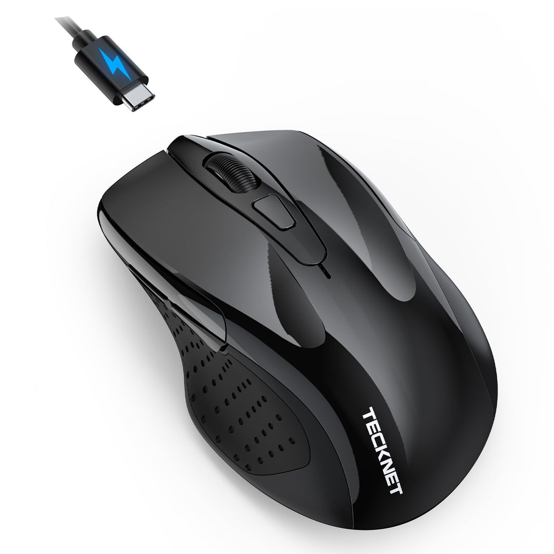 TECKNET Bluetooth Maus mit Jiggler, Wiederaufladbare Maus Kabellos für Laptops(DREI Modi: BT 5.0/3.0