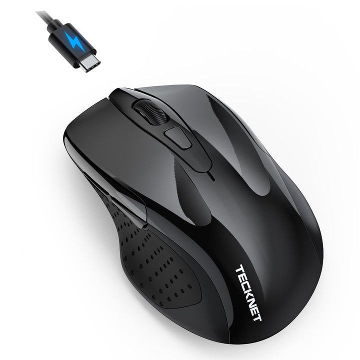 TECKNET Bluetooth Maus mit Jiggler, Wiederaufladbare Maus Kabellos für Laptops(DREI Modi: BT 5.0/3.0