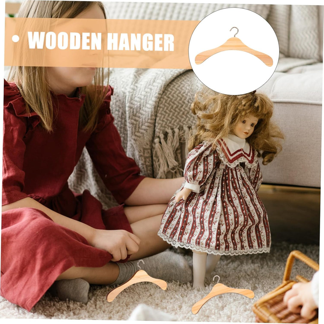 VICASKY 10 Stück Puppenkleiderbügel Puppen Kleiderbügel Mini Miniaturkleiderbügel 10 Stück Holzbügel