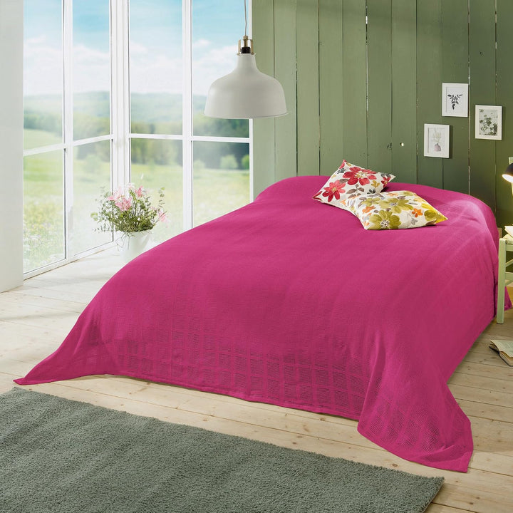 Erwin Müller Sommerdecke, leichte Baumwolldecke, Häkeldecke Trient pink Grösse 220x240 cm - luftig l