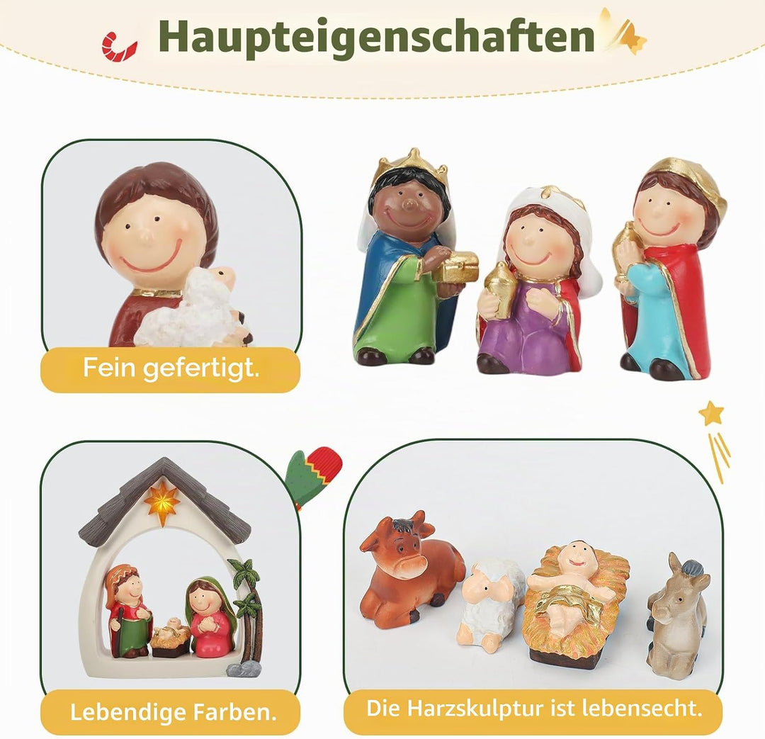 Weihnachtskrippe,Krippenfiguren Set für Oster,Oster-Auferstehungsszene-Set,Ostergeschenke Osterdekor