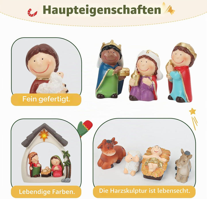 Weihnachtskrippe,Krippenfiguren Set für Oster,Oster-Auferstehungsszene-Set,Ostergeschenke Osterdekor