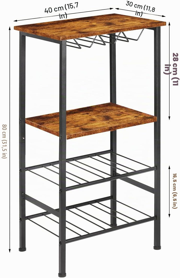 YBING Weinregal, Freistehend, Boden-Weinbarregal mit Glashalter und Tischplatte, 8 Flaschen, Holz-We