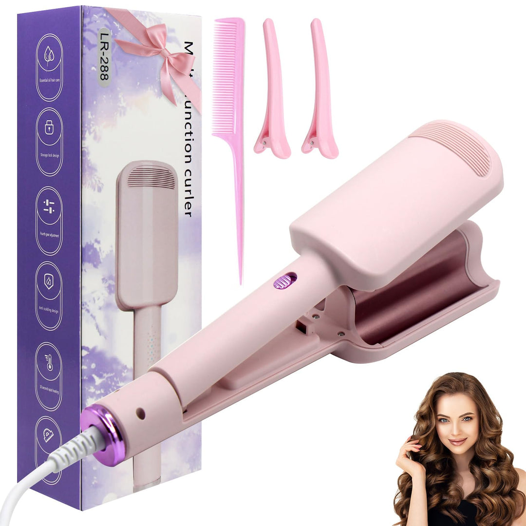Welleneisen Lockenstab, Welleneisen für Haare Beach Waves, 32mm Lockenstab Grosse Locken mit 4 Einst