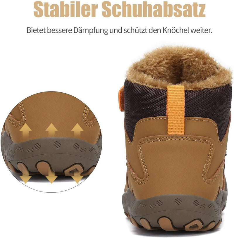 Mishansha Kinder Winterschuhe Gefüttert Winterstiefel für Jungen Mädchen Gr.24-38 26 EU Braun Schwar