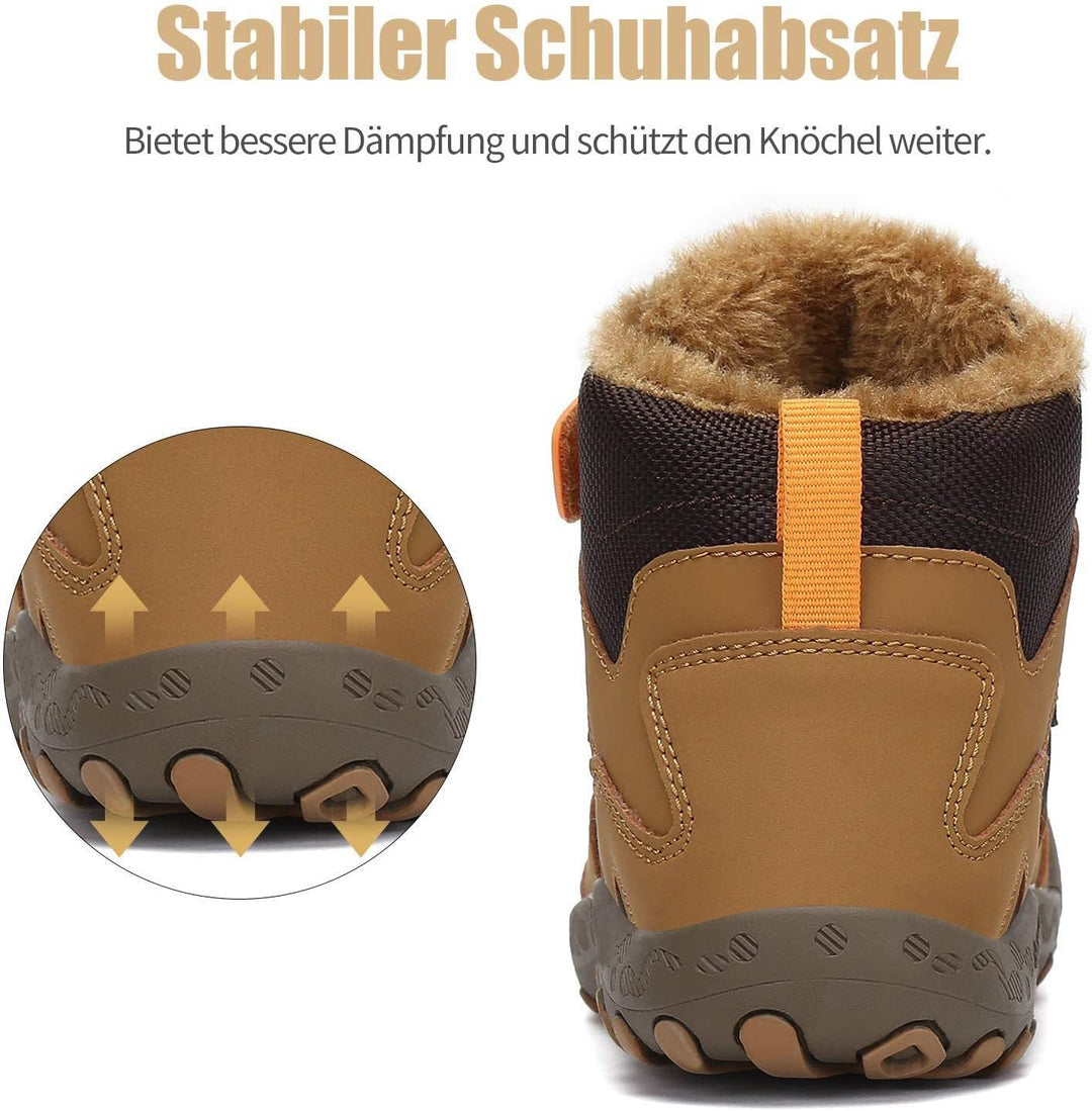 Mishansha Kinder Winterschuhe Gefüttert Winterstiefel für Jungen Mädchen Gr.24-38 27 EU Braun Schwar