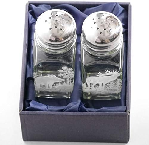 GTK - Geweihe &amp; Trophäen KRUMHOLZ Salz &amp; Pfeffer Streuer Set mit Jagdmotiv