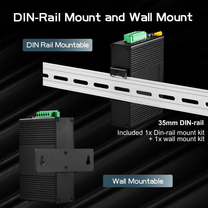 Binardat 5 Port Gigabit Din Rail Industrial Ethernet Switch, 4 Ports and 1 Uplink 10/100/1000Mbps, F