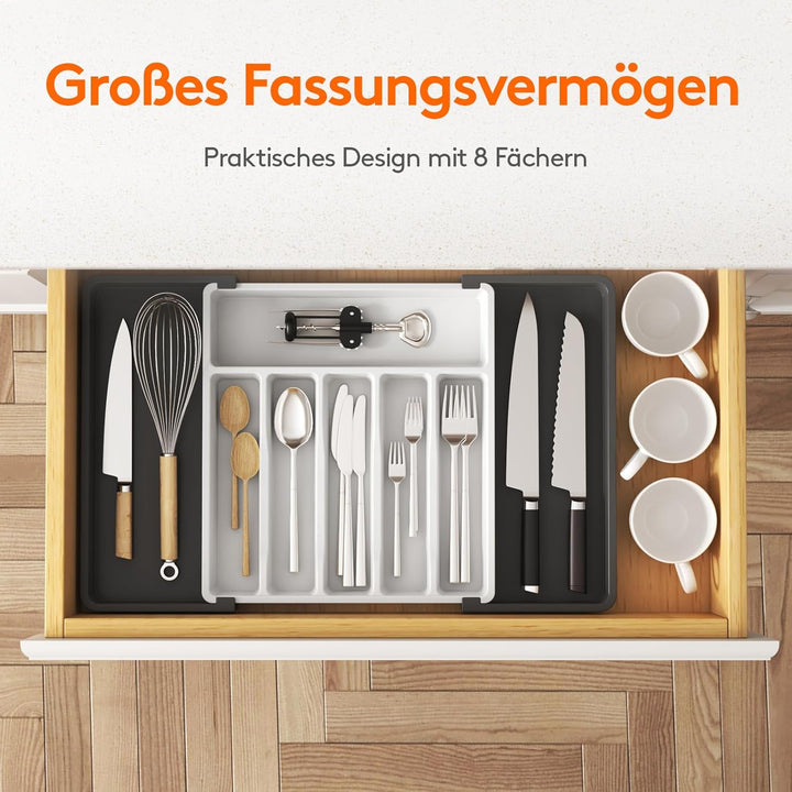 Lifewit Besteckhalter, erweiterbarer Utensilienhalter für Schublade, verstellbarer Besteckkasten, ko