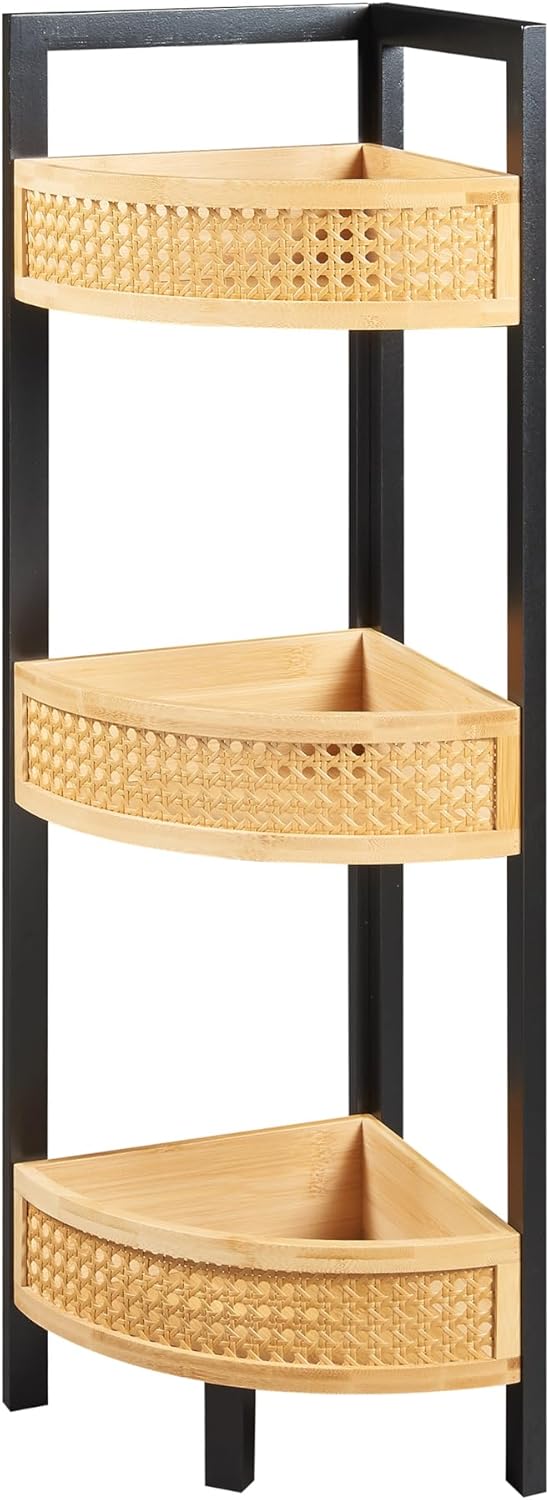 [en.casa] Eckregal Tervola Badregal mit 3 Ablagen Badezimmerregal 80 x 23 x 23 cm Standregal Küchere