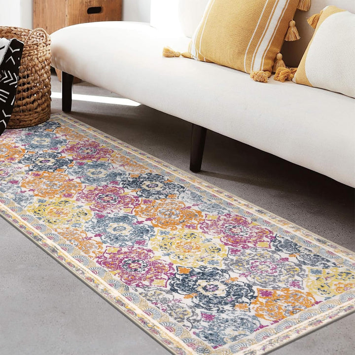 Enyhom Klassisch Teppich Läufer Flur 60 x 180 cm, Flauschig Weich Langer Läufer, Waschbar Kurzflor K