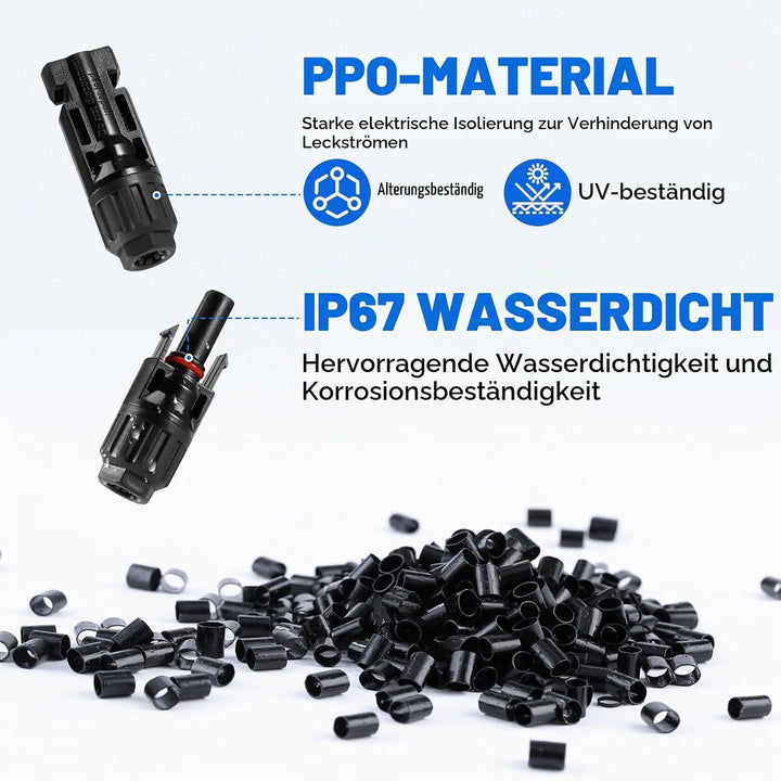 ECO-WORTHY Solar Stecker Crimpzange Set für 2,5/4/6mm² Solarpanel Solarkabel, 10 Paar Solarstecker +
