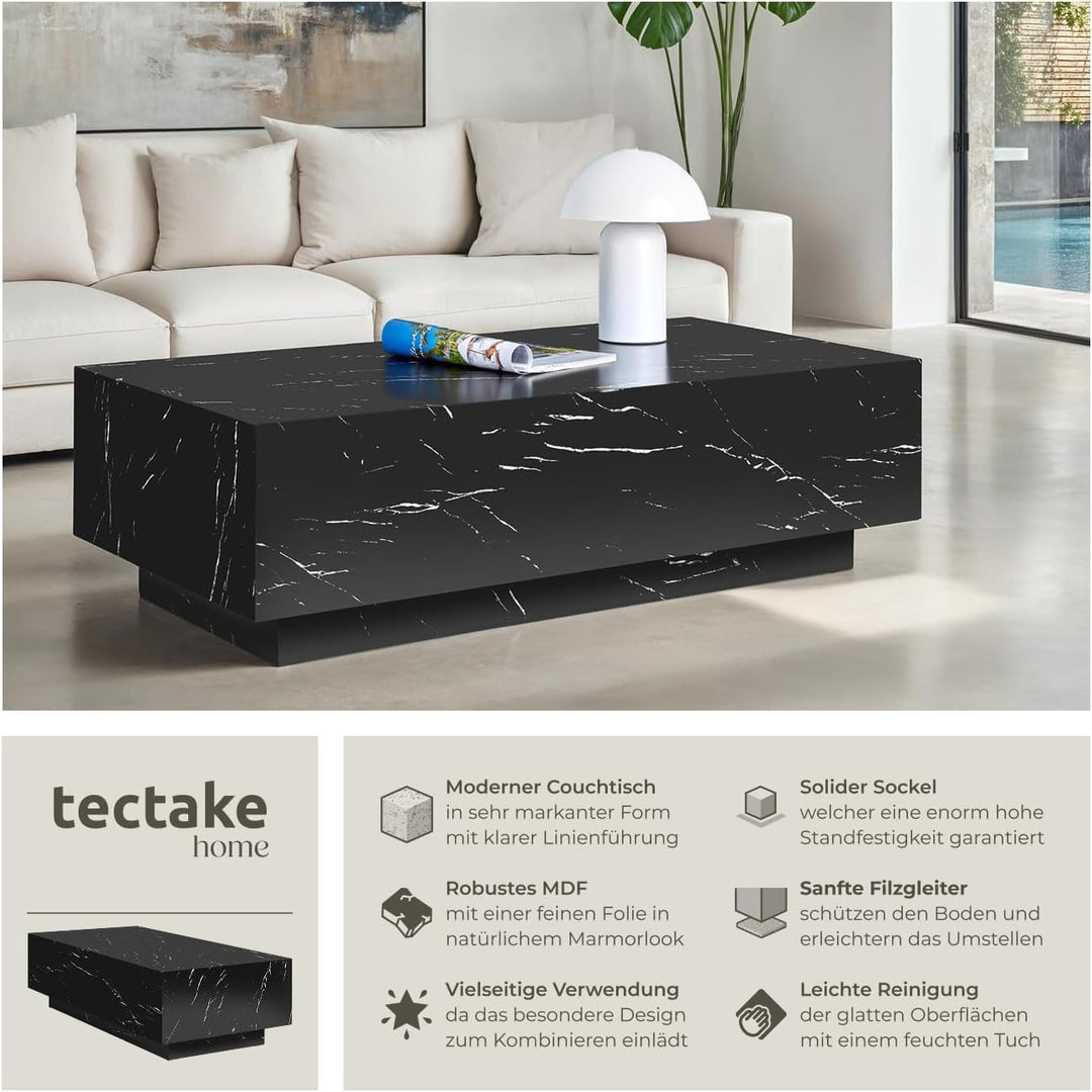 tectake® Couch Tisch, Room Decor in Marmor Optik, Tisch Wohnzimmer, moderner Couchtisch, Beistelltis