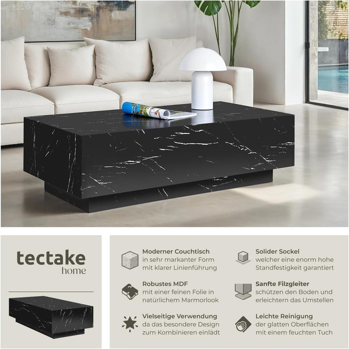 tectake® Couch Tisch, Room Decor in Marmor Optik, Tisch Wohnzimmer, moderner Couchtisch, Beistelltis