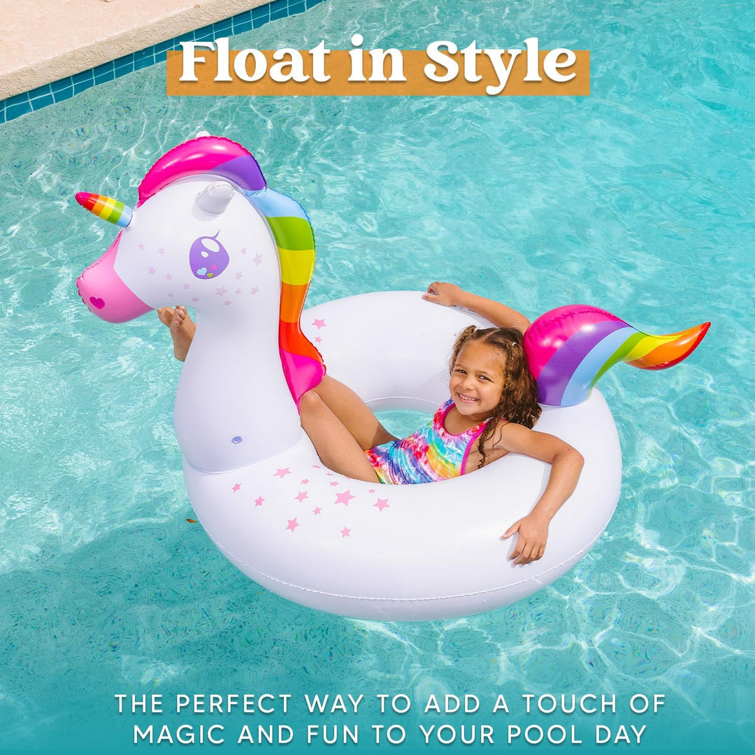 JOYIN 2 Pack Aufblasbare Einhorn und Flamingo Luftmatratze mit Glitzer, Pool Float, Schwimmtier Luft