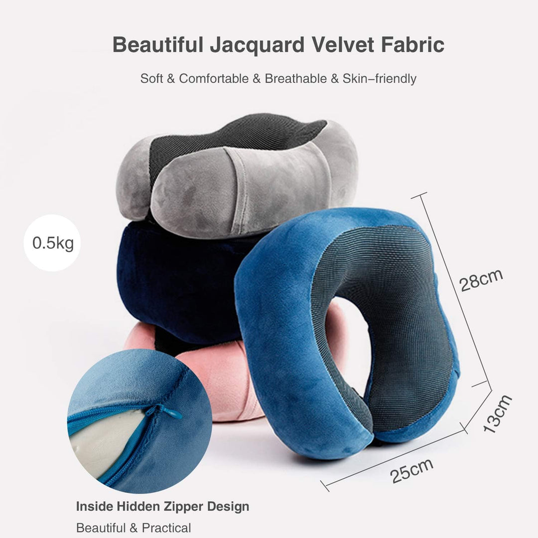 FANDARE Nackenkissen Reisekissen aus Memory-Schaum Neck Pillow Nackenhörnchen Komfortabel Verstellba
