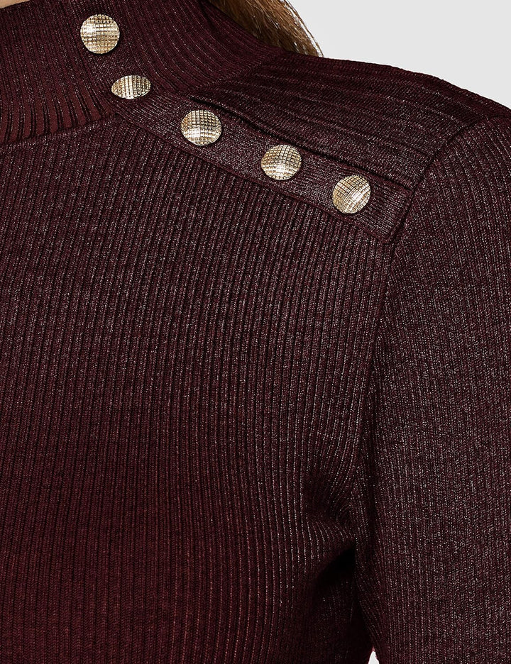 Morgan Damen Pull Boutons Épaule Mavao Pullover Small Kurz Weinrot, Small Kurz Weinrot
