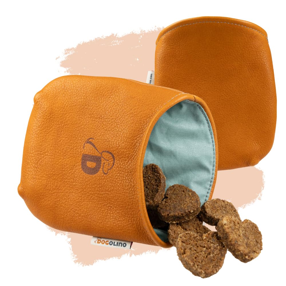 DOGOLINO® Leckerli-Beutel für Hunde aus Leder - Leckerlitasche - Futterbeutel für Hundetraining - Kl