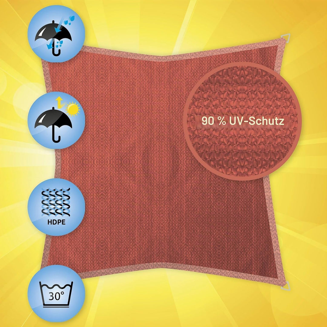 Windhager Sunsail Adria Quadrat Terracotta, Sonnensegel, Sonnenschutz, UV-Schutz, witterungsbeständi
