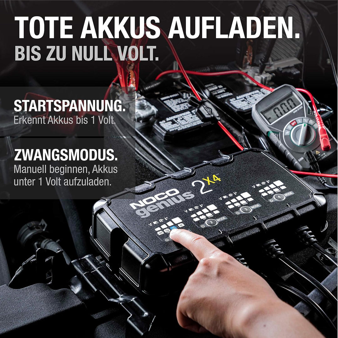 NOCO GENIUS2X4: 8A (2A/Bank) Ladegerät, 6V/12V Batterieladegerät, Erhaltungsladegerät und Desulfator