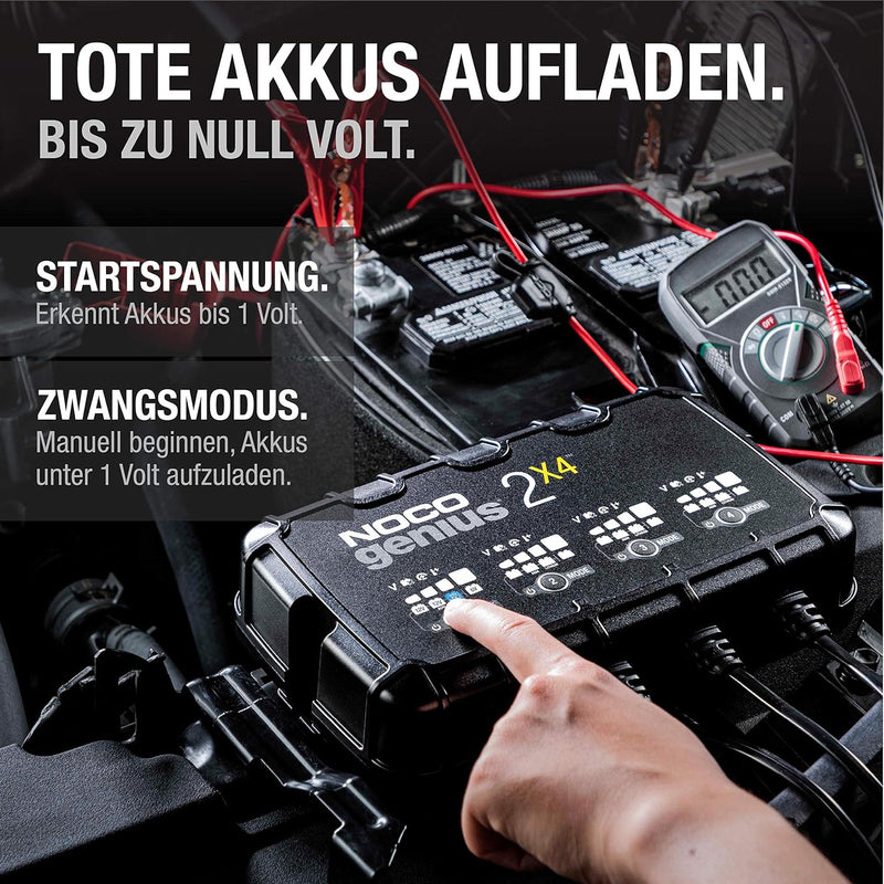 NOCO GENIUS2X4: 8A (2A/Bank) Ladegerät, 6V/12V Batterieladegerät, Erhaltungsladegerät und Desulfator