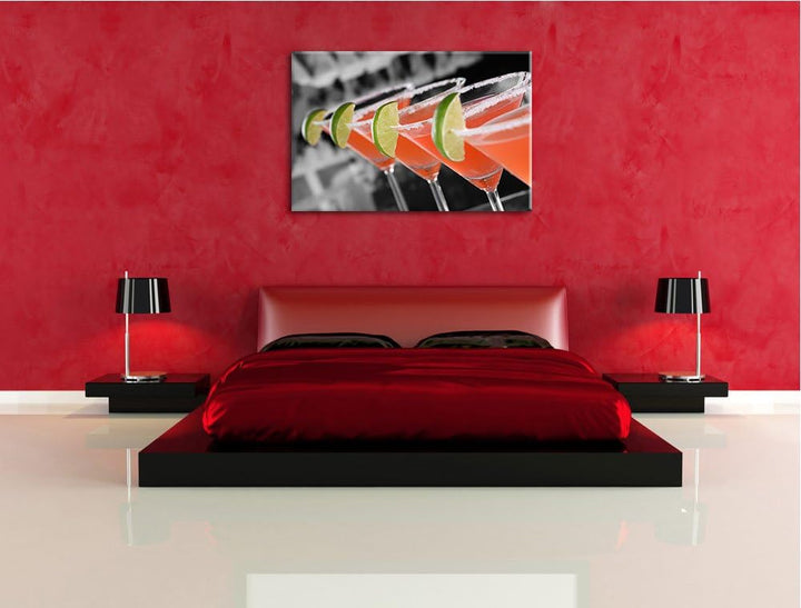 leckere Singapur Sling Cocktails schwarz/weiss Format: 100x70 auf Leinwand, XXL riesige Bilder ferti