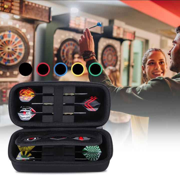 Hart Hülle Dartpfeile Etui für 6 Stück Steeldarts oder weiche Spitze Darts,eingebaute Speicher Rohre