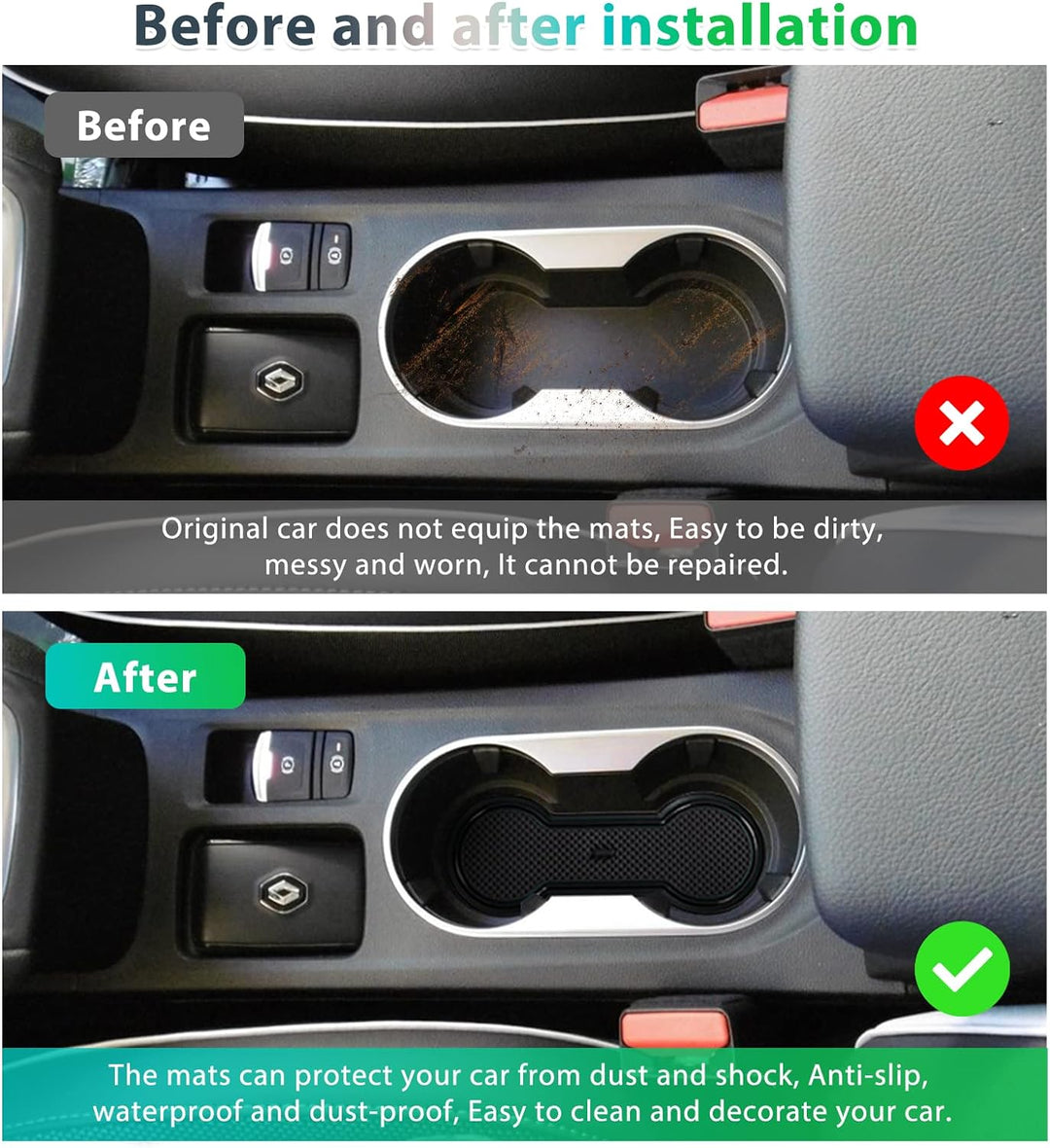 GAFAT Renaul-t Captur 2 2020-2022 2023 Antirutschmatten, Captur 2 Gummimatten, Mittelkonsole Getränk