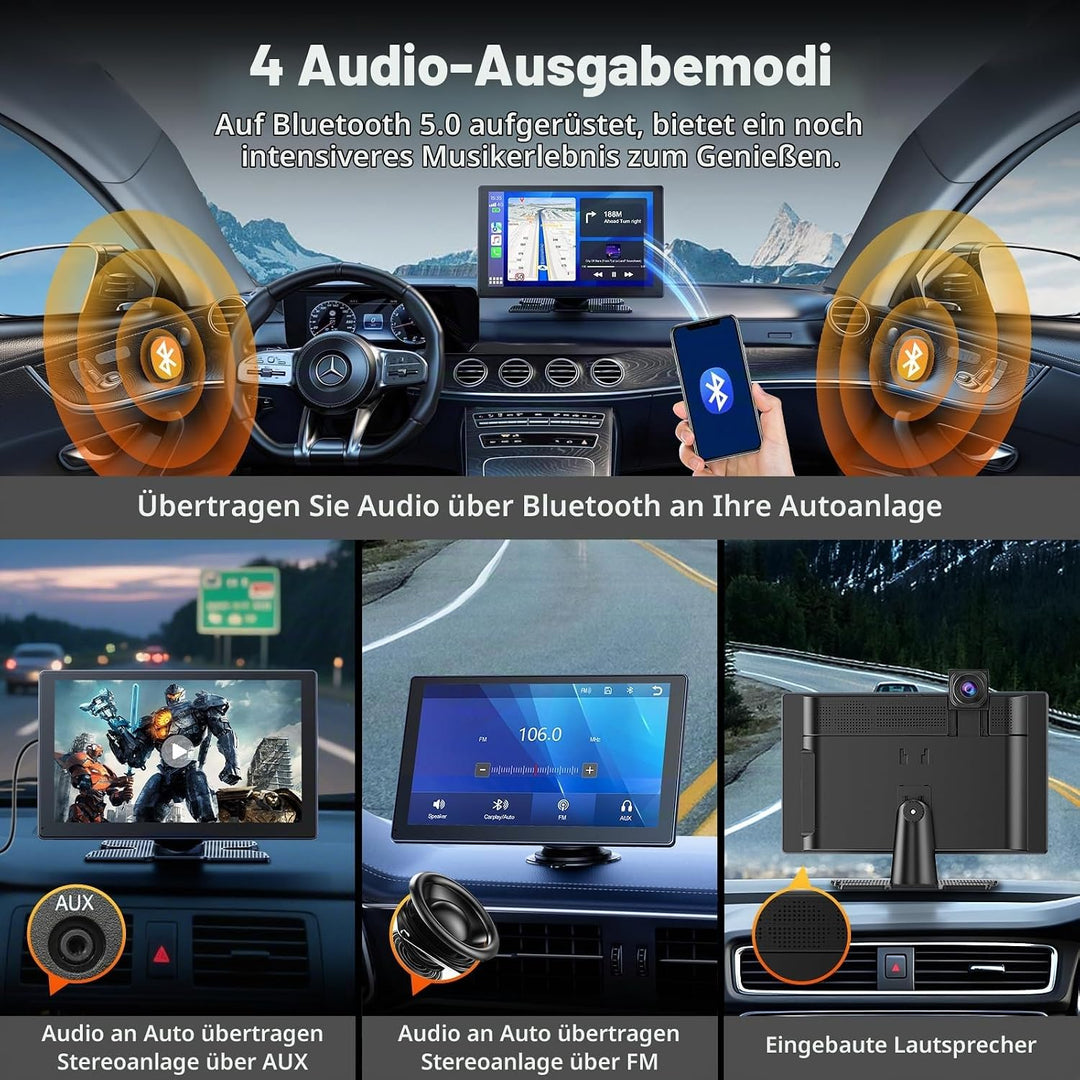 LAMTTO Wireless Carplay Display fürs Auto 9 Zoll Autoradio für A-pple CarPlay &amp; Android Auto mit Das