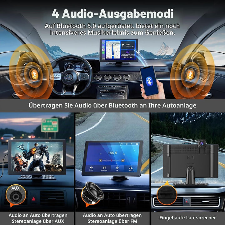 LAMTTO Wireless Carplay Display fürs Auto 9 Zoll Autoradio für A-pple CarPlay &amp; Android Auto mit Das