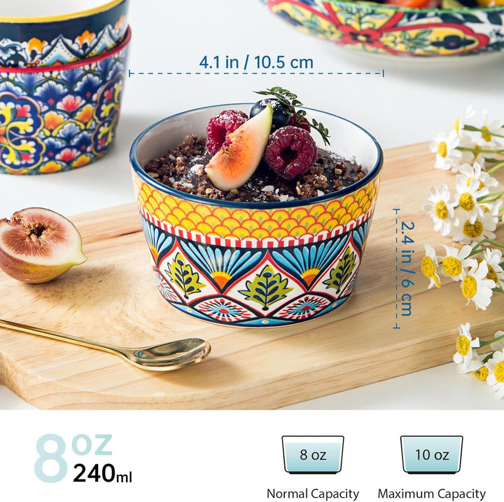 HENXFEN LEAD Creme Brulee Schälchen Porzellan, 240ml Soufflé Förmchen 6er Set, Kleine Auflaufformen