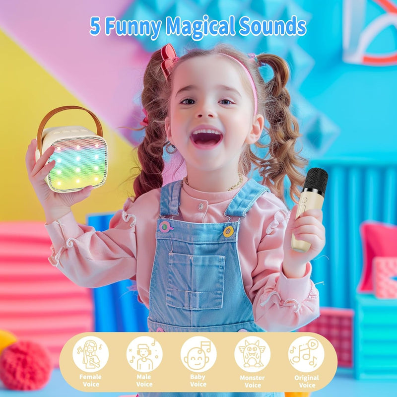 Karaoke Maschine Kinder Spielzeug Geschenke für Mädchen Mini Karaoke Maschine mit 2 Mikrofonen Tragb