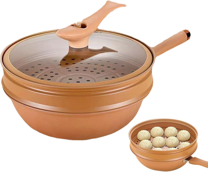 Antihaftbeschichteter Wok Eisen Wok Mit Deckel Wok Mit Dampfkorb Ton Antihaft- Gesundheitstopf Bratp