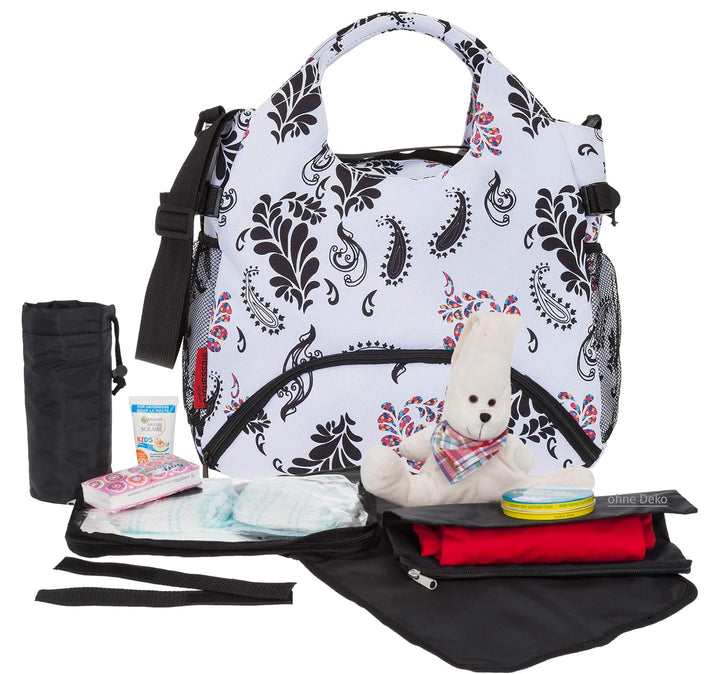 Alessandro Baby Wickeltasche Weekender Bag inkl Wickelmatte Windeltasche Thermo-Flaschentasche Fixie