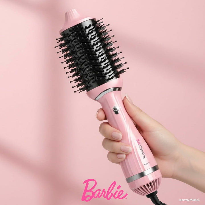 Spazzola Asciugacapelli - Demeliss - Volume &amp; Style - Barbie Edition - 1200 W - 3 Temperature - Rosa