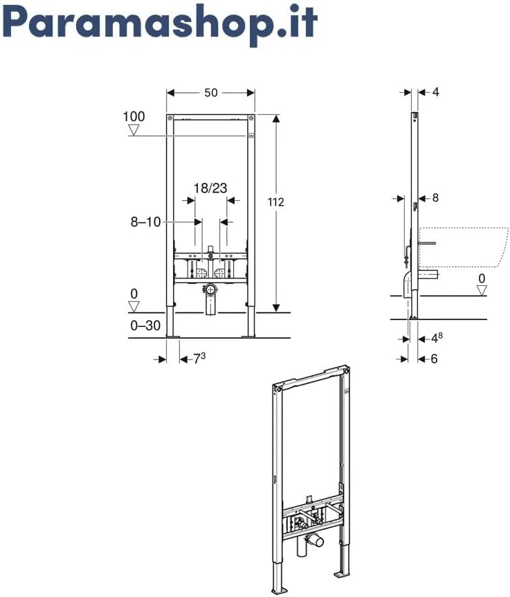 GEBERIT Duofix Modul für hängendes Bidet teilweise Höhe 112 cm
