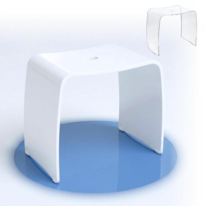 Libaro Badhocker Meran XL – weisser Acrylhocker mit extra grosser Sitzfläche – moderner Duschhocker