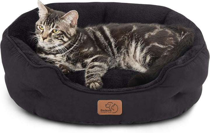 BEDSURE Katzenbett waschbar Katzen Bettchen - 51x48x15cm Katzenbett mit zweiseitig Innenkissen Katze