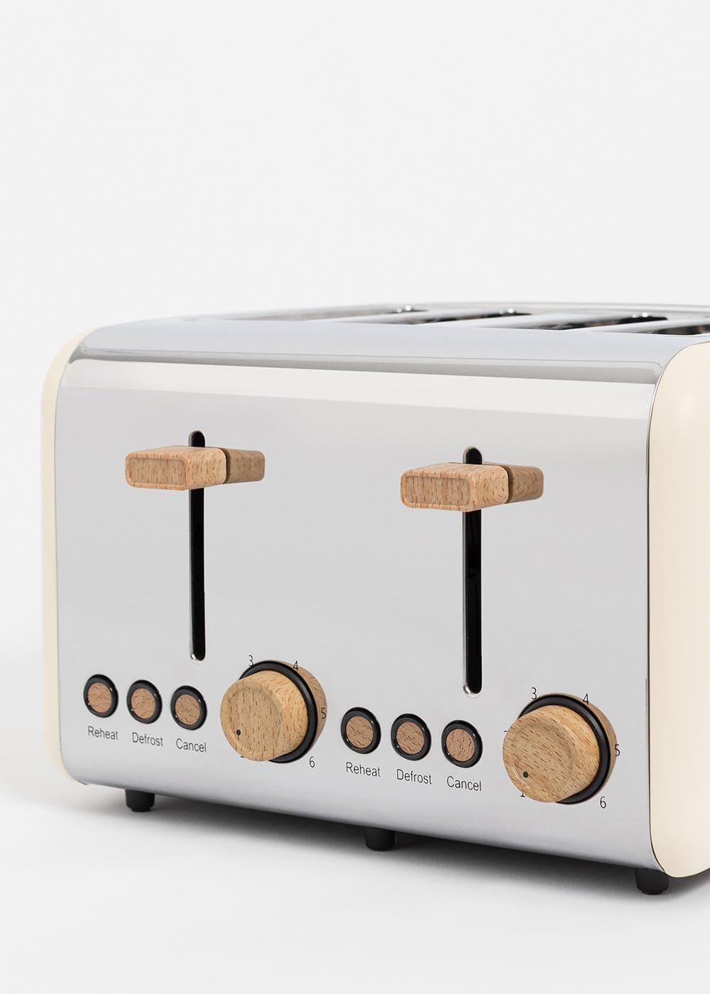 CREATE/TOAST RETRO DOUBLE/Toaster für breite Scheiben Cremeweiss/Krümelfach, 6 Leistungsstufen, Ther