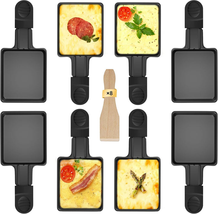 ipow Raclette Pfännchen 8 Stück, Mini Raclette Pfännchen Ersatz Antihaftbeschichtet für Raclette Zub