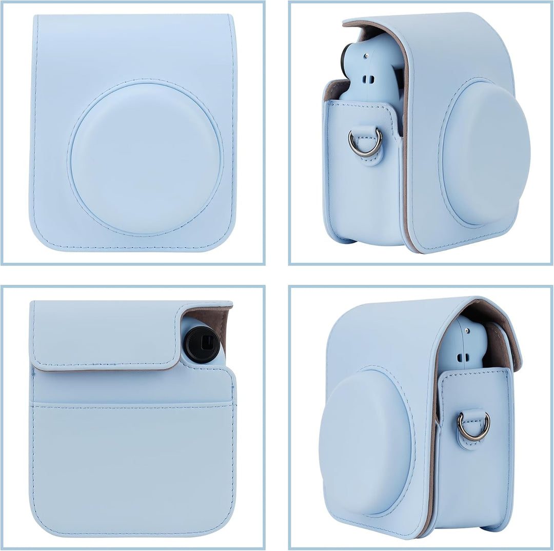 Mumlicha PU Leder Kameratasche und 64 Taschen Fotoalbum kompatibel mit Fujifilm Instax Mini 12 Sofor