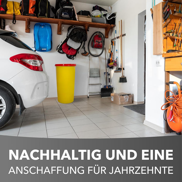 Mülleimer 60l mit geruchsdichtem Deckel (Rot), Gelber Sack Ständer, Made in Germany, Müllsackständer