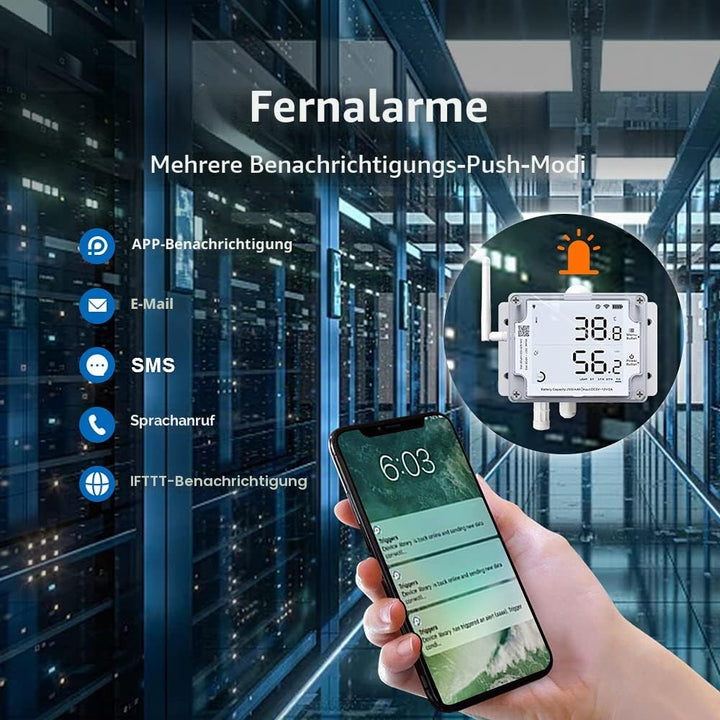 UbiBot GS1-AETH1RS | digitales WLAN-fähiges Thermo- und Hygrometer mit Warnungen, ferngesteuerter Te