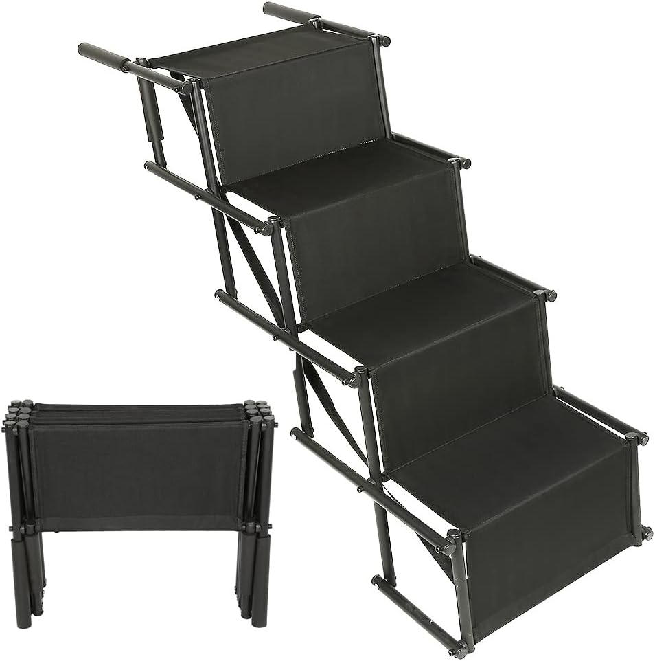 Hundetreppe - 4 Stufen Hundetreppe Auto Faltbare Hunderampe für Auto, Sofa oder Bett, rutschfest, Be