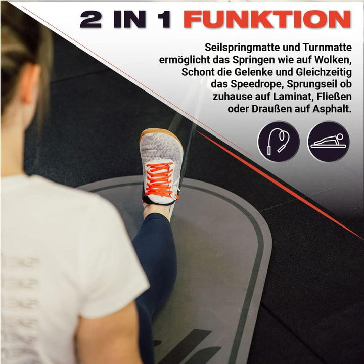 CrossHero Jump-Mat – Ovale Sportmatte für Seilspringen, Yoga & Workout – 8 mm Stärke – Rutschfest –