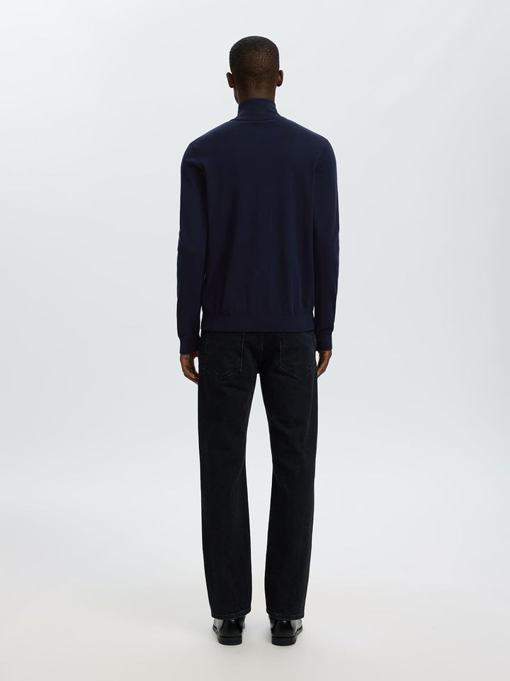 Herren Selected Basic Strickjacke | Einfarbiger Baumwolle Cardigan | SLHBERG Zip Longsleeve Sweatshi