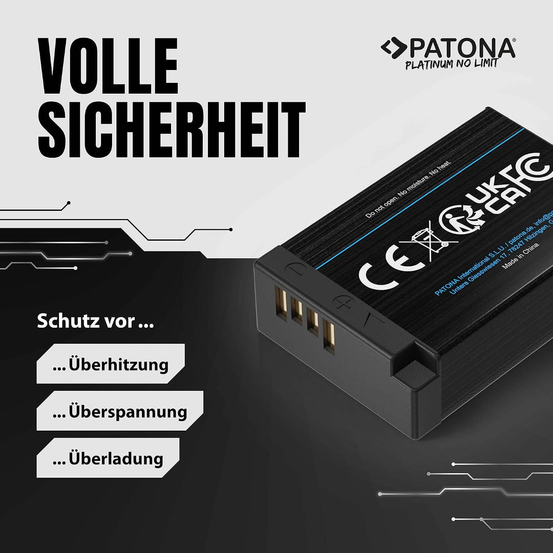 PATONA 2X Platinum Akku Ersatz für Canon LP-E17 LPE17 mit USB-C, 1000mAh | Ersatzakku für EOS RP R10
