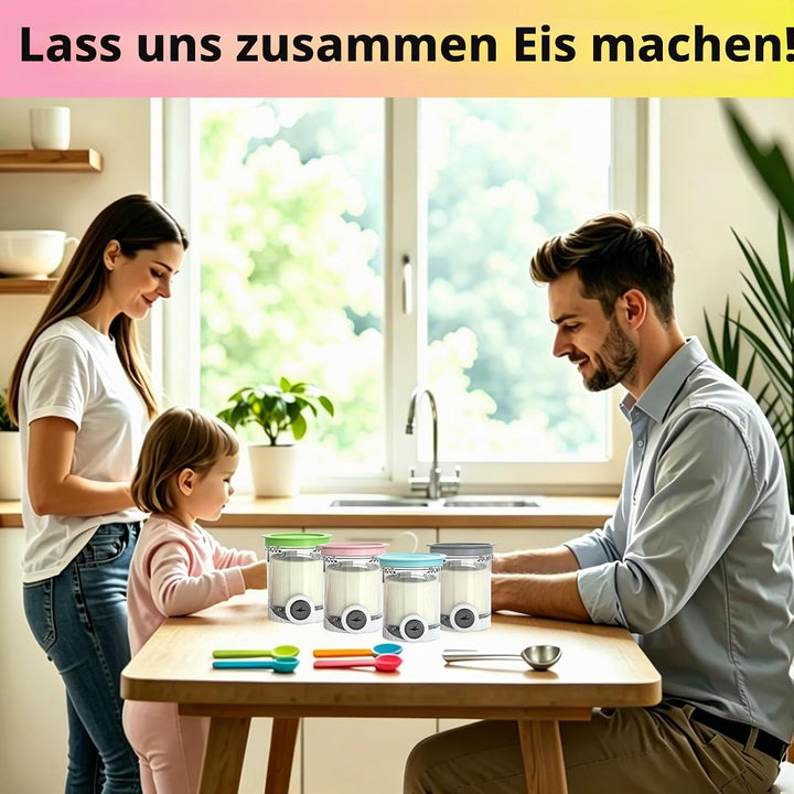 4 Stück Behälter Kompatibel mit Ninja Swirl Creami NC700 NC701EU Serie, 480ML Eiscreme Behälte mit D