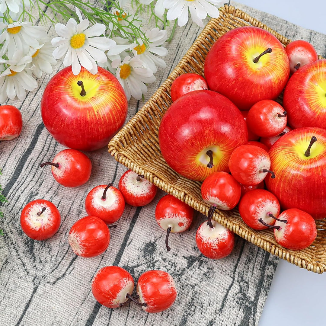 Lorigun 30 Pcs künstliche rote Äpfel, gefälschte Früchte Äpfel Dekorationen Weihnachten, Party, Haus