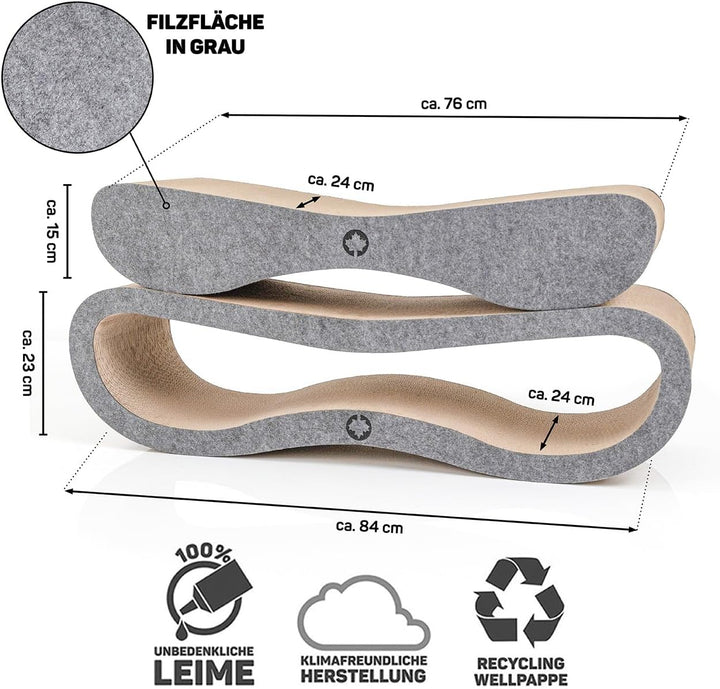 CanadianCat Company | Kratzbrett Set Orbit &amp; Satellite 2.0 mit Filz-Front - Kratzmöbel aus Wellpappe